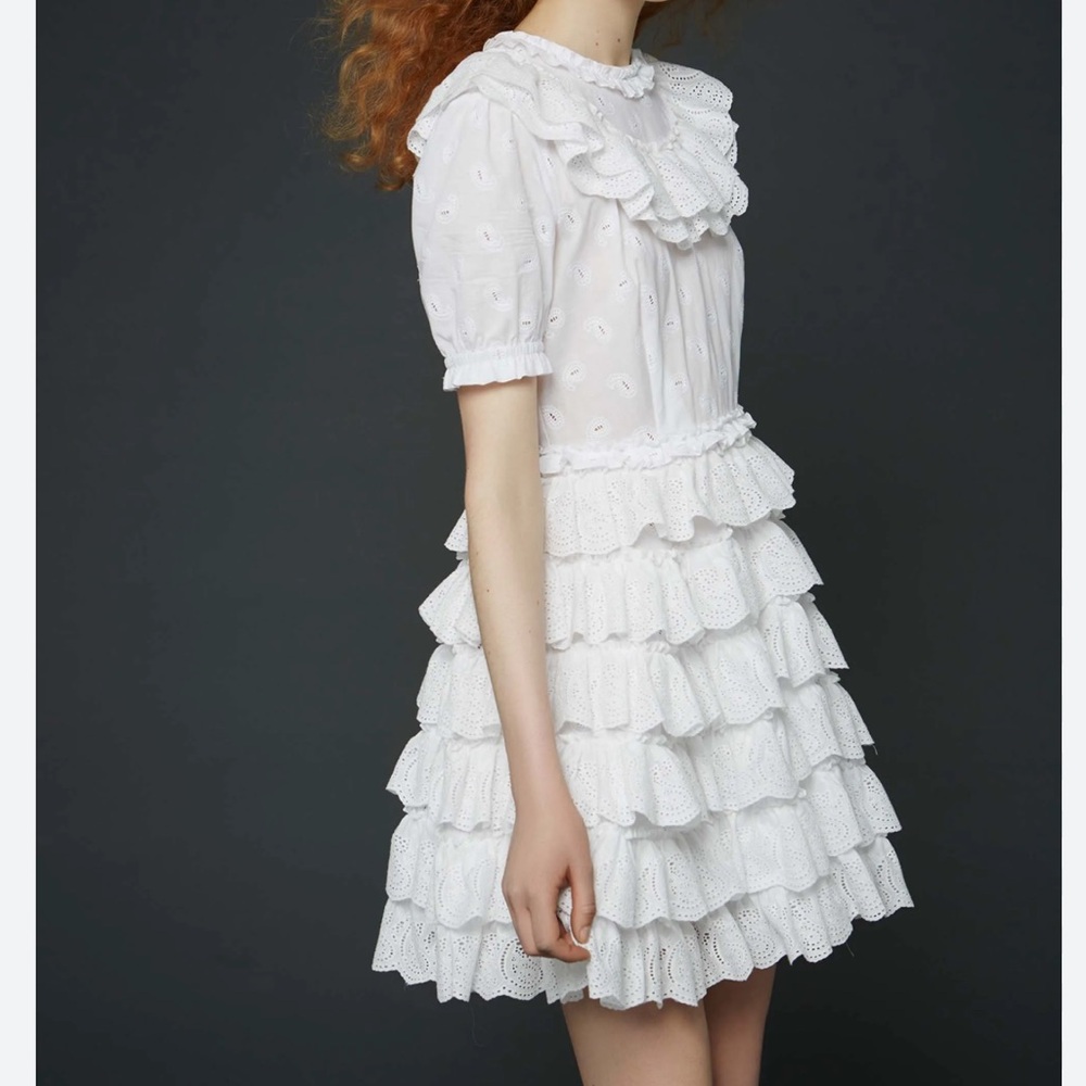 Orla Kiely x Leith Clark x Doen x Romantic Cotton Ruffle Victorian Frill Dress